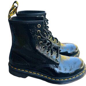Dr. Martens 1460 Women's 8 Lace Up Boots Black Distressed Patent Leather